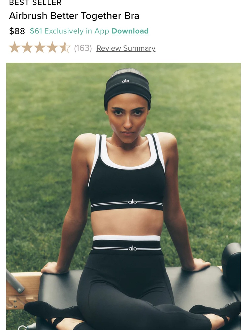 ALO Yoga Black and White Airbrush Sports Bra